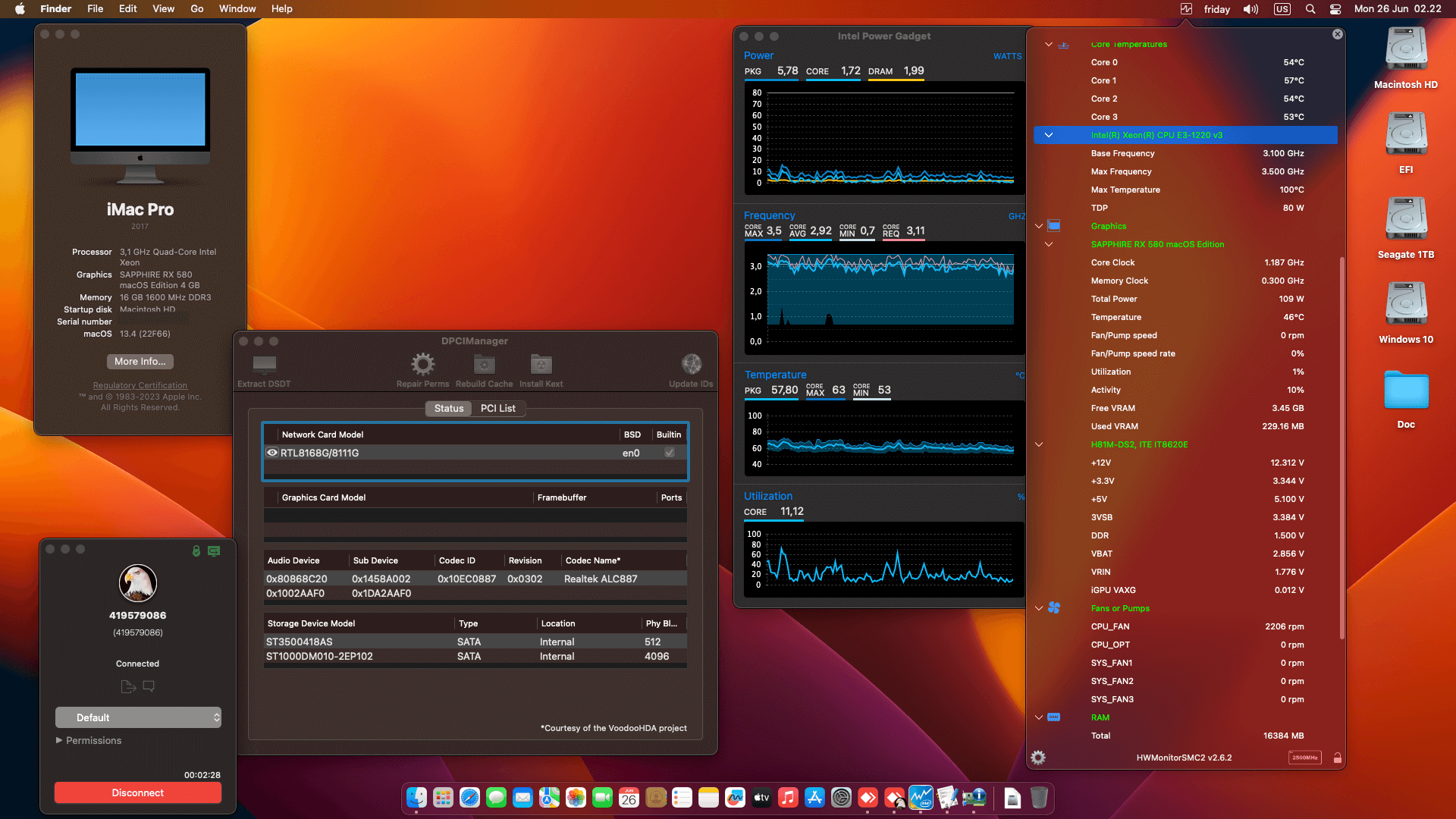 Success Hackintosh macOS Ventura 13.4 Build 22F66 in Gigabyte GA-H81M-DS2 + Intel Xeon E3-1220 V3 + Sapphire RX 580